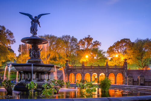 Bethesda Fountain in Central Park New York at Night Time